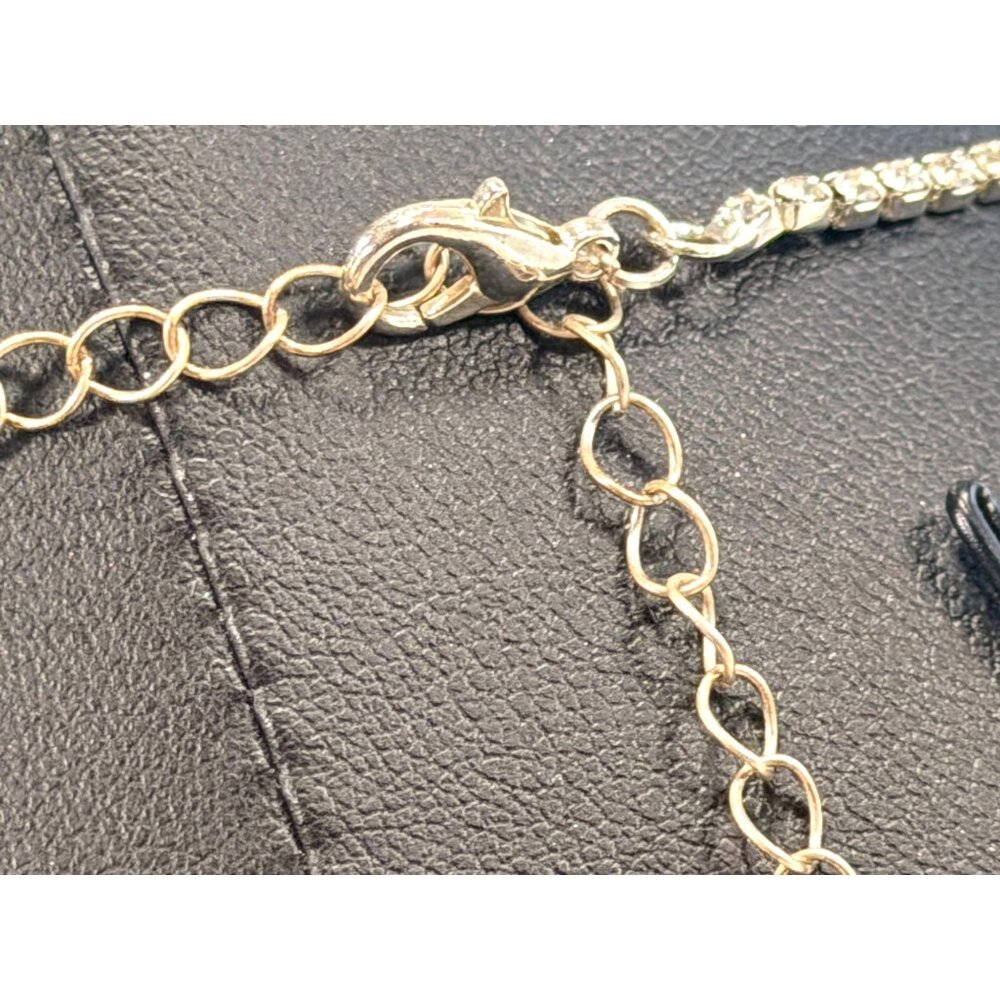 Vintage Bright Shiny Black Clear Rhinestone Twist Statement Choker Bib Necklace - Picture 6 of 7
